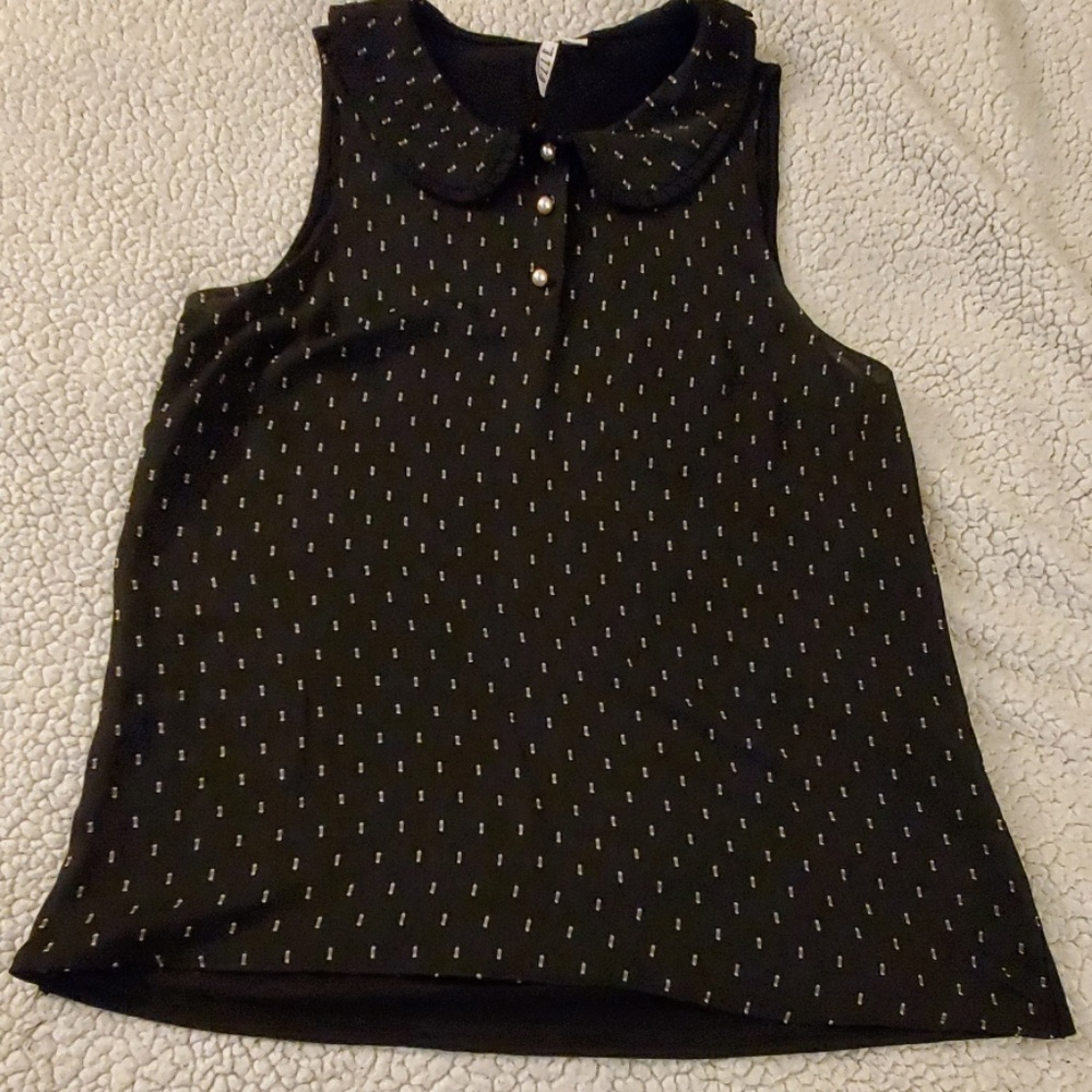 Cute black collared tank, sz M